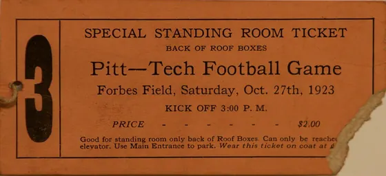1923 Pitt versus Carnegie Tech football game ticket